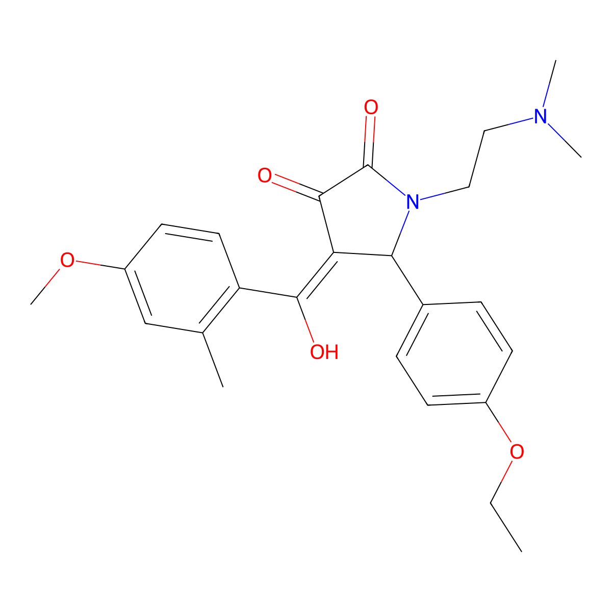 1-[2-(dimethylamino)ethyl]-5-(4-ethoxyphenyl)-3-hydroxy-4-(4-methoxy-2-methylbenzoyl)-2,5-dihydro-1H-pyrrol-2-one molecular structure, CAS 371928-31-3