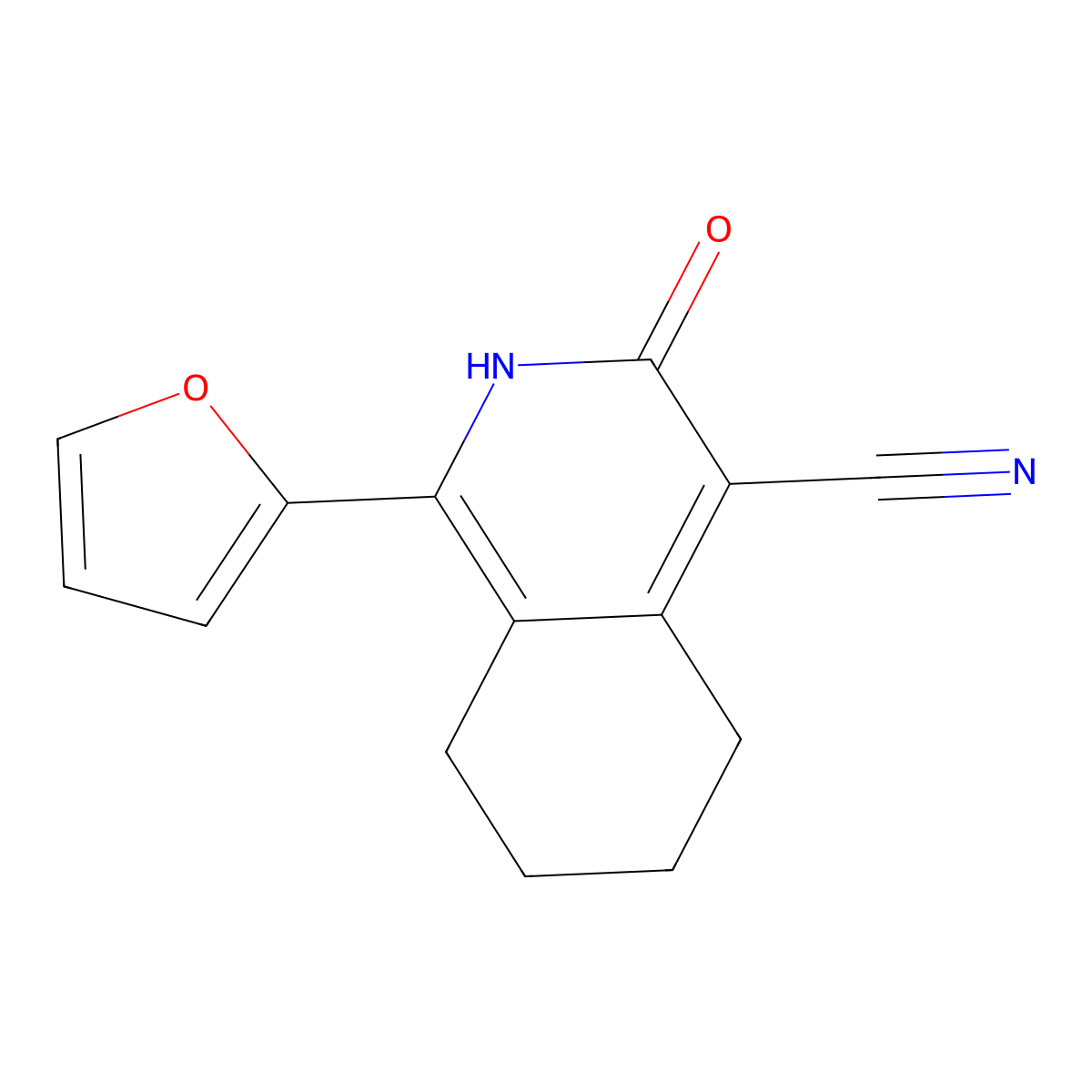 1-(furan-2-yl)-3-oxo-5,6,7,8-tetrahydro-2H-isoquinoline-4-carbonitrile molecular structure, CAS 371928-36-8