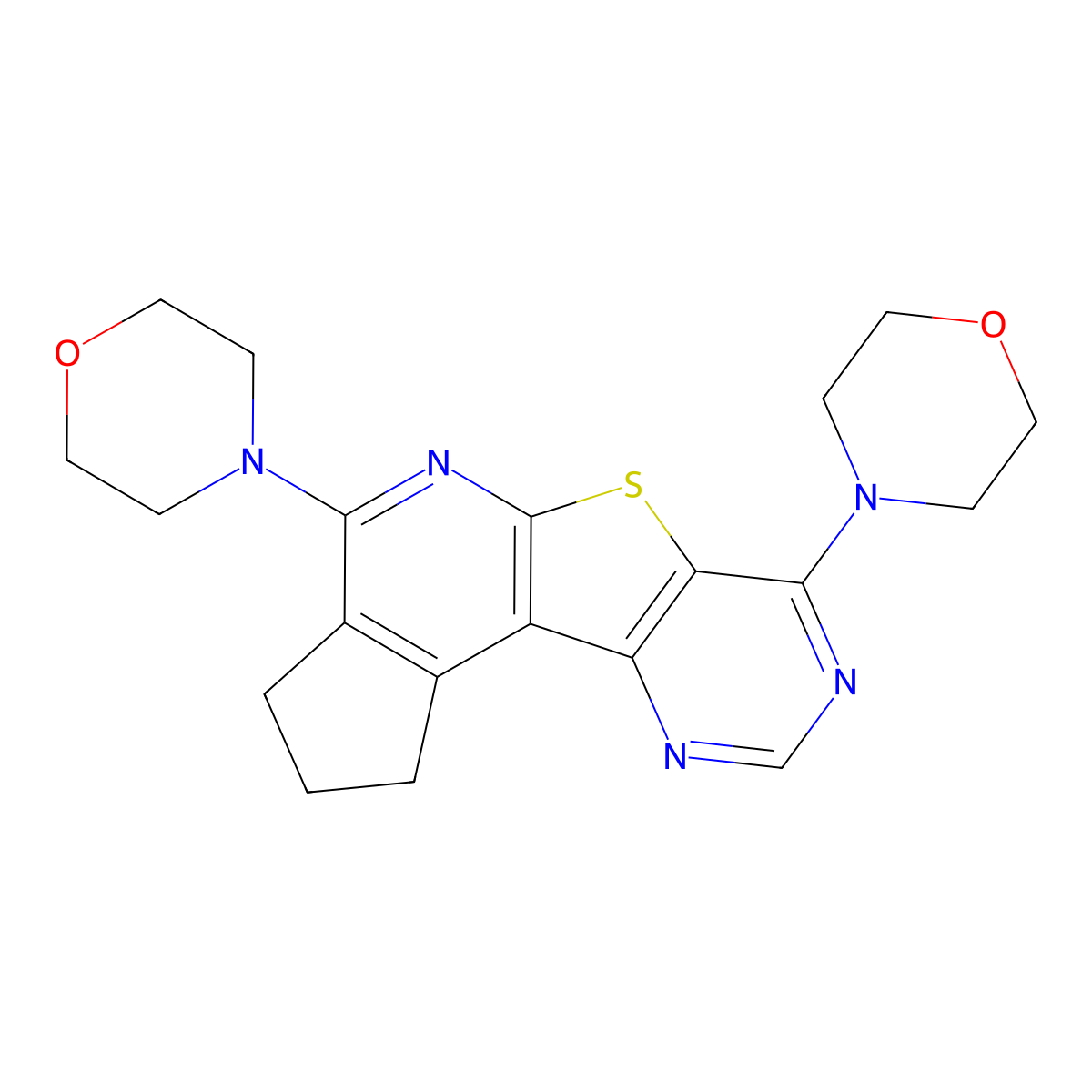 4,4'-(2,3-dihydro-1H-cyclopenta[4',5']pyrido[3',2':4,5]thieno[3,2-d]pyrimidine-4,7-diyl)dimorpholine molecular structure, CAS 371928-55-1