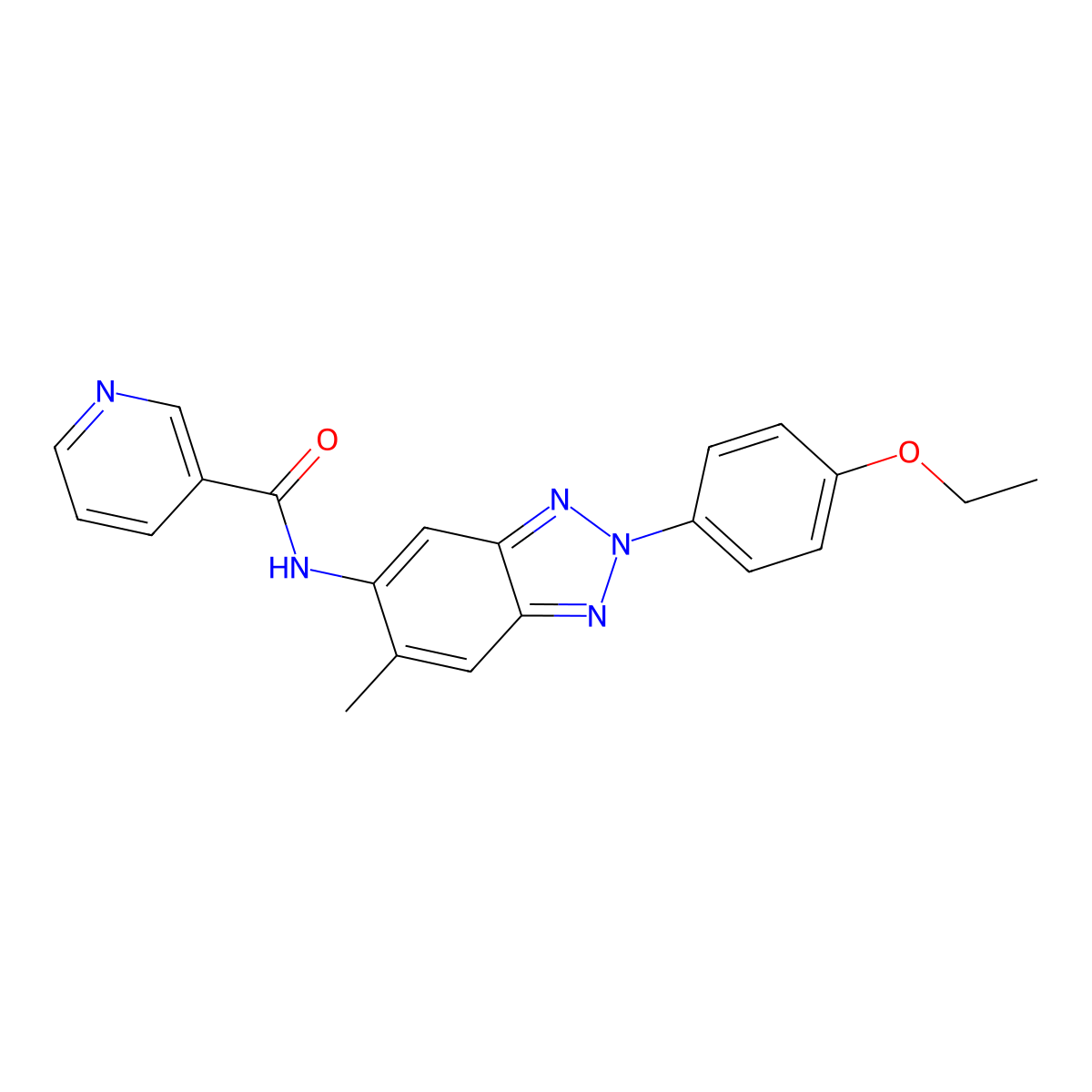 N-[2-(4-ethoxyphenyl)-6-methyl-2H-benzotriazol-5-yl]pyridine-3-carboxamide molecular structure, CAS 371928-81-3