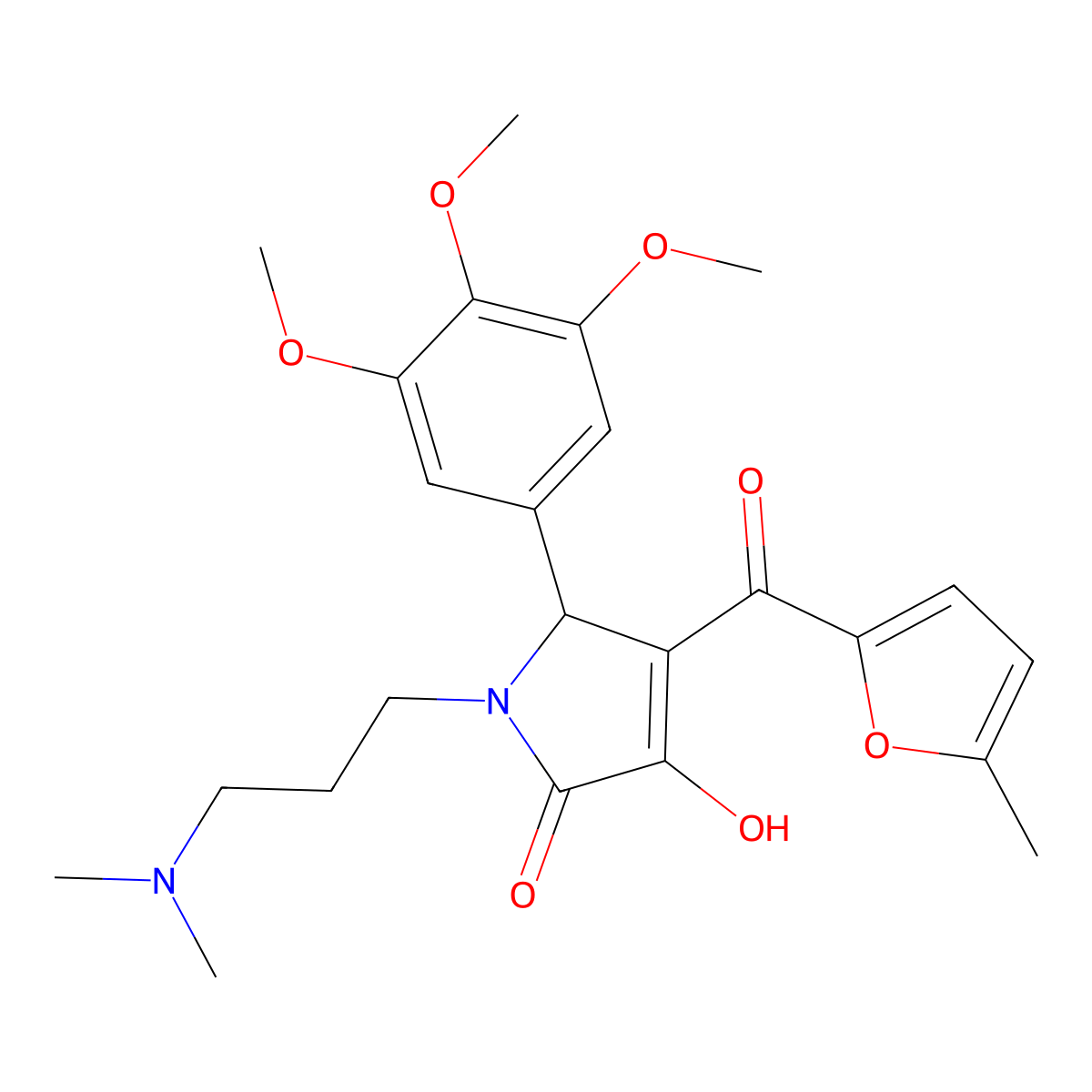 (4E)-1-[3-(dimethylamino)propyl]-4-[hydroxy(5-methylfuran-2-yl)methylidene]-5-(3,4,5-trimethoxyphenyl)pyrrolidine-2,3-dione molecular structure, CAS 371929-07-6