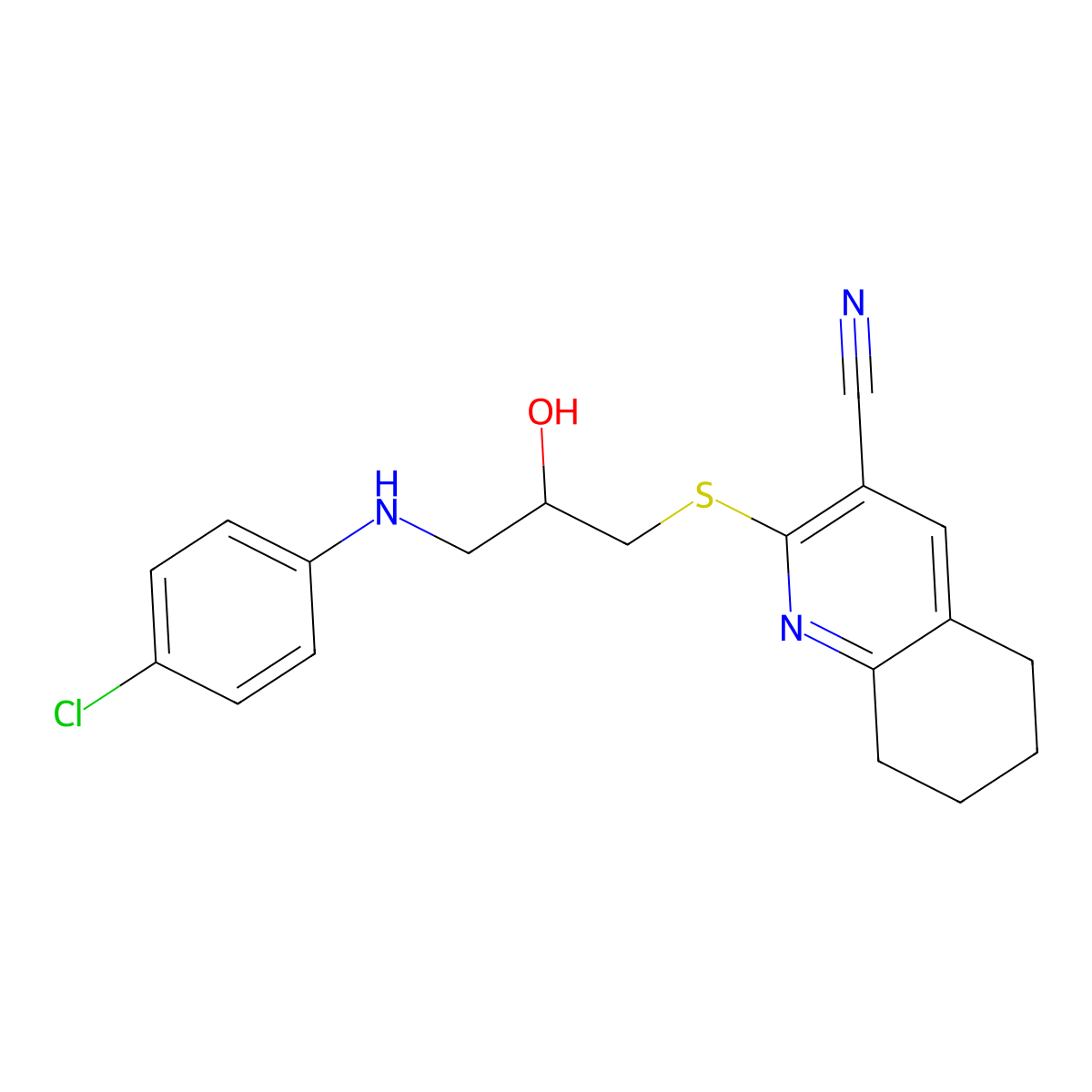 2-[3-(4-Chloroanilino)-2-hydroxypropyl]sulfanyl-5,6,7,8-tetrahydroquinoline-3-carbonitrile molecular structure, CAS 371929-36-1