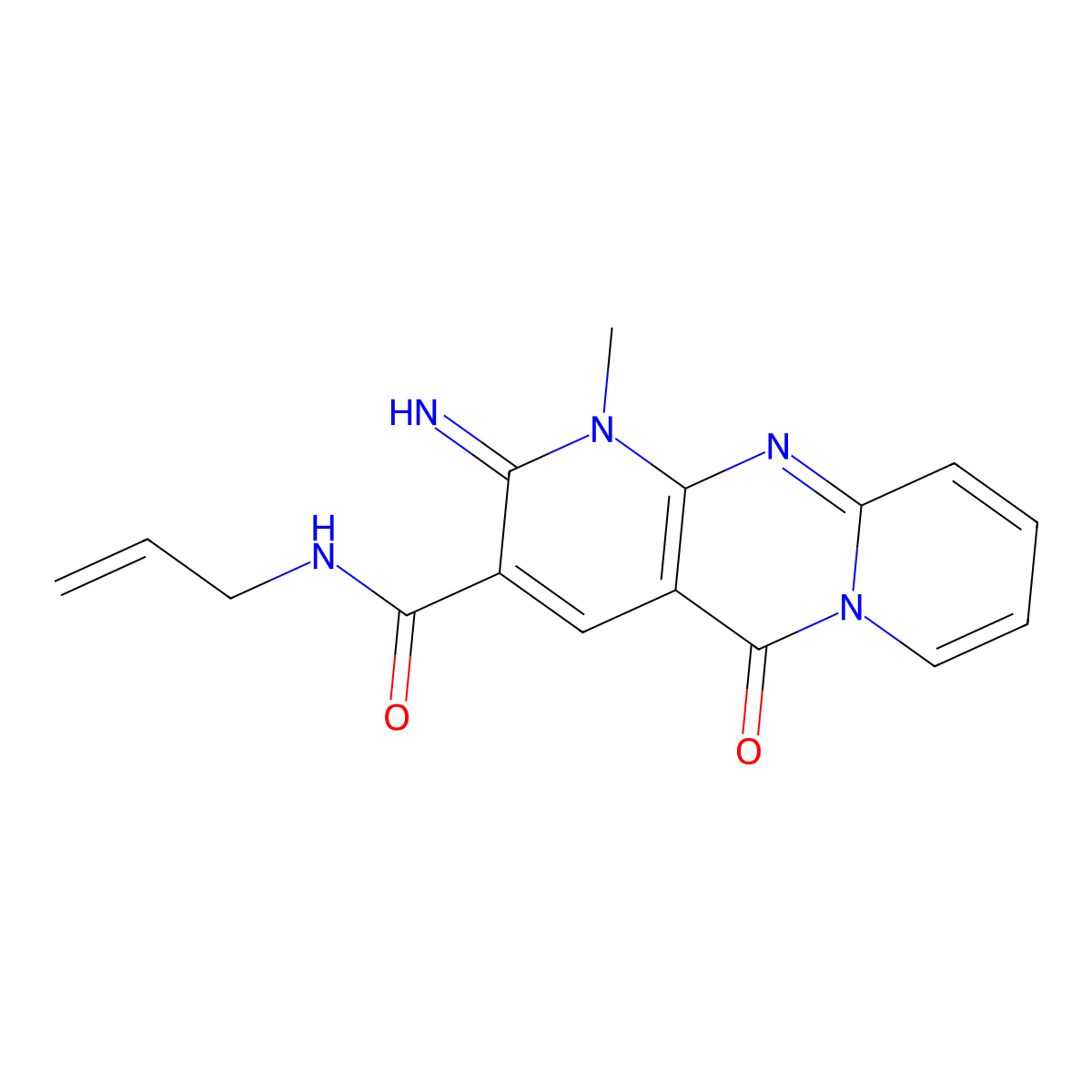(2-imino-1-methyl-5-oxo(1,6-dihydropyridino[1,2-a]pyridino[2,3-d]pyrimidin-3-y l))-N-prop-2-enylcarboxamide molecular structure, CAS 371929-48-5