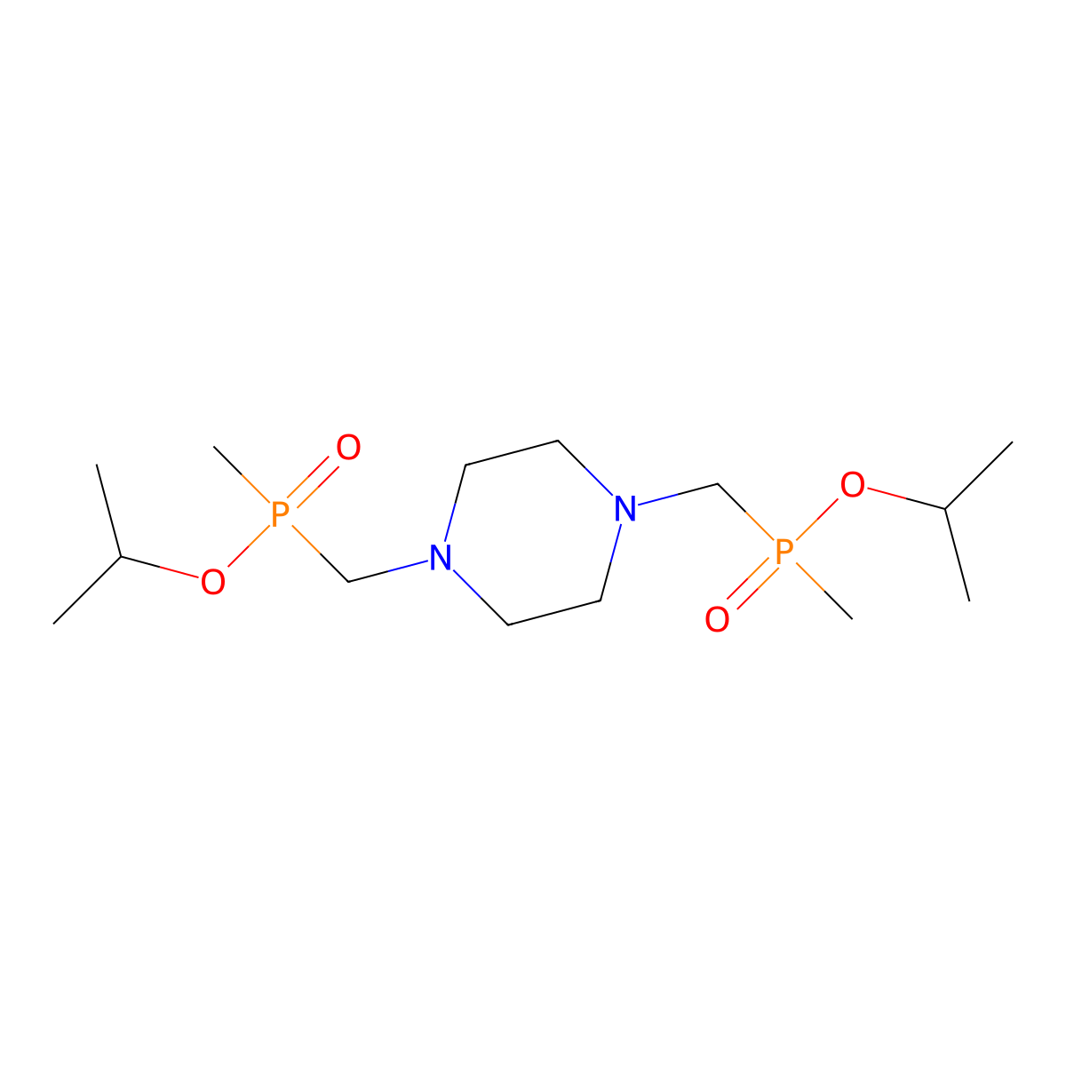 1,4-Bis[[methyl(propan-2-yloxy)phosphoryl]methyl]piperazine molecular structure, CAS 371929-56-5