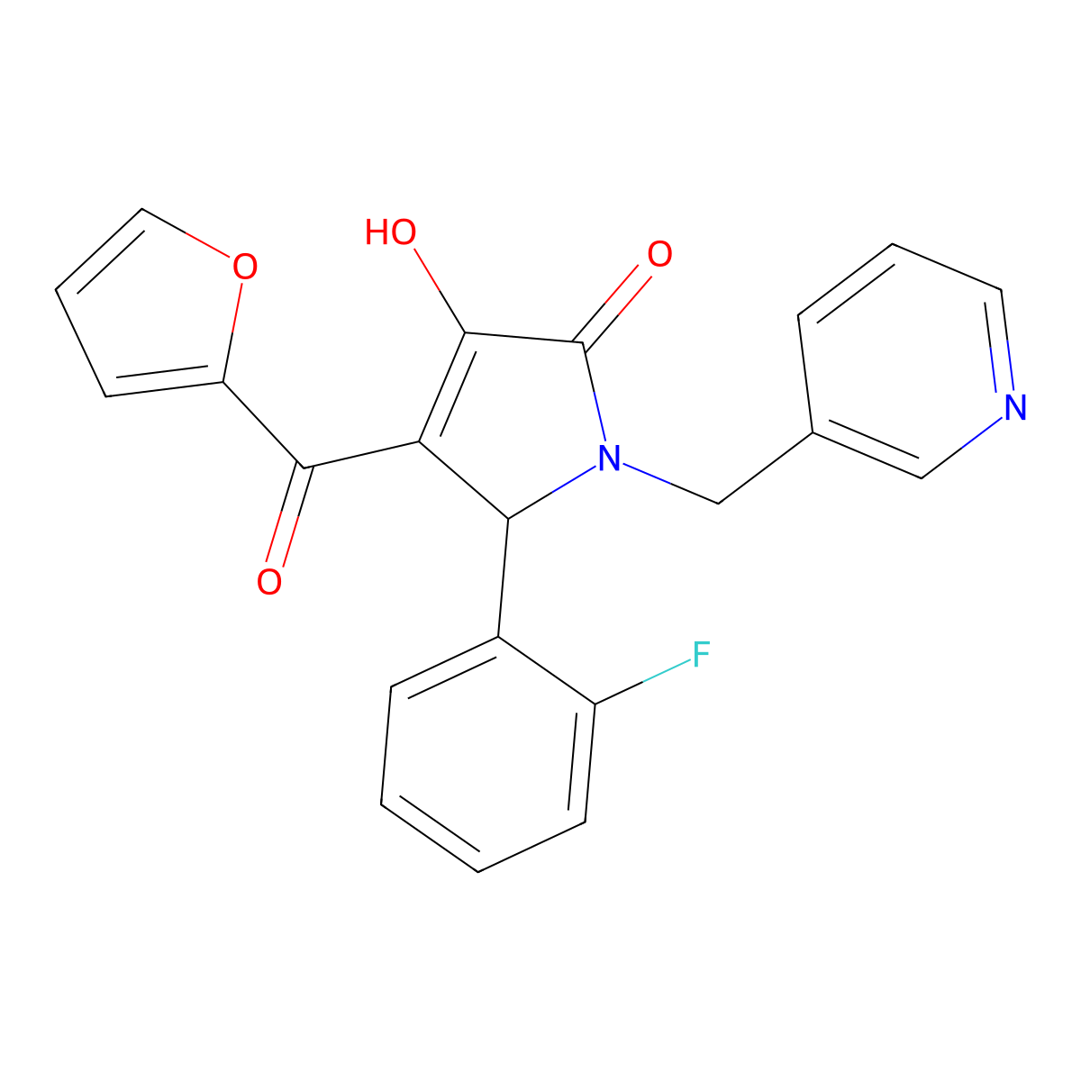 (4E)-5-(2-fluorophenyl)-4-[furan-2-yl(hydroxy)methylidene]-1-(pyridin-3-ylmethyl)pyrrolidine-2,3-dione molecular structure, CAS 371929-72-5