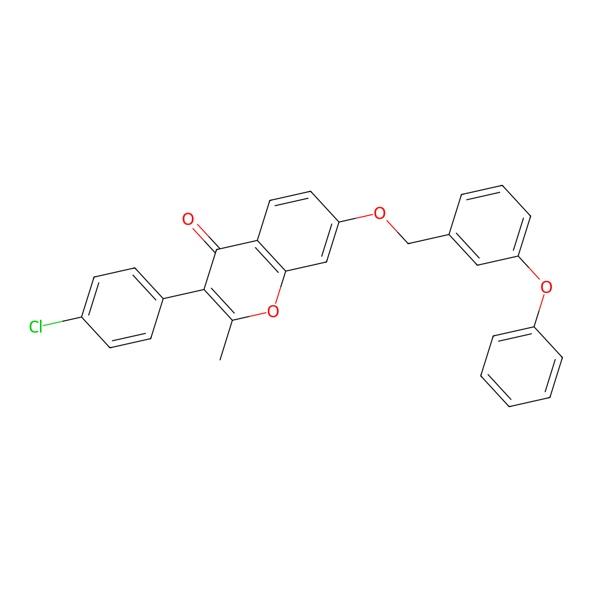 3-(4-chlorophenyl)-2-methyl-7-[(3-phenoxybenzyl)oxy]-4H-chromen-4-one molecular structure, CAS 371929-80-5