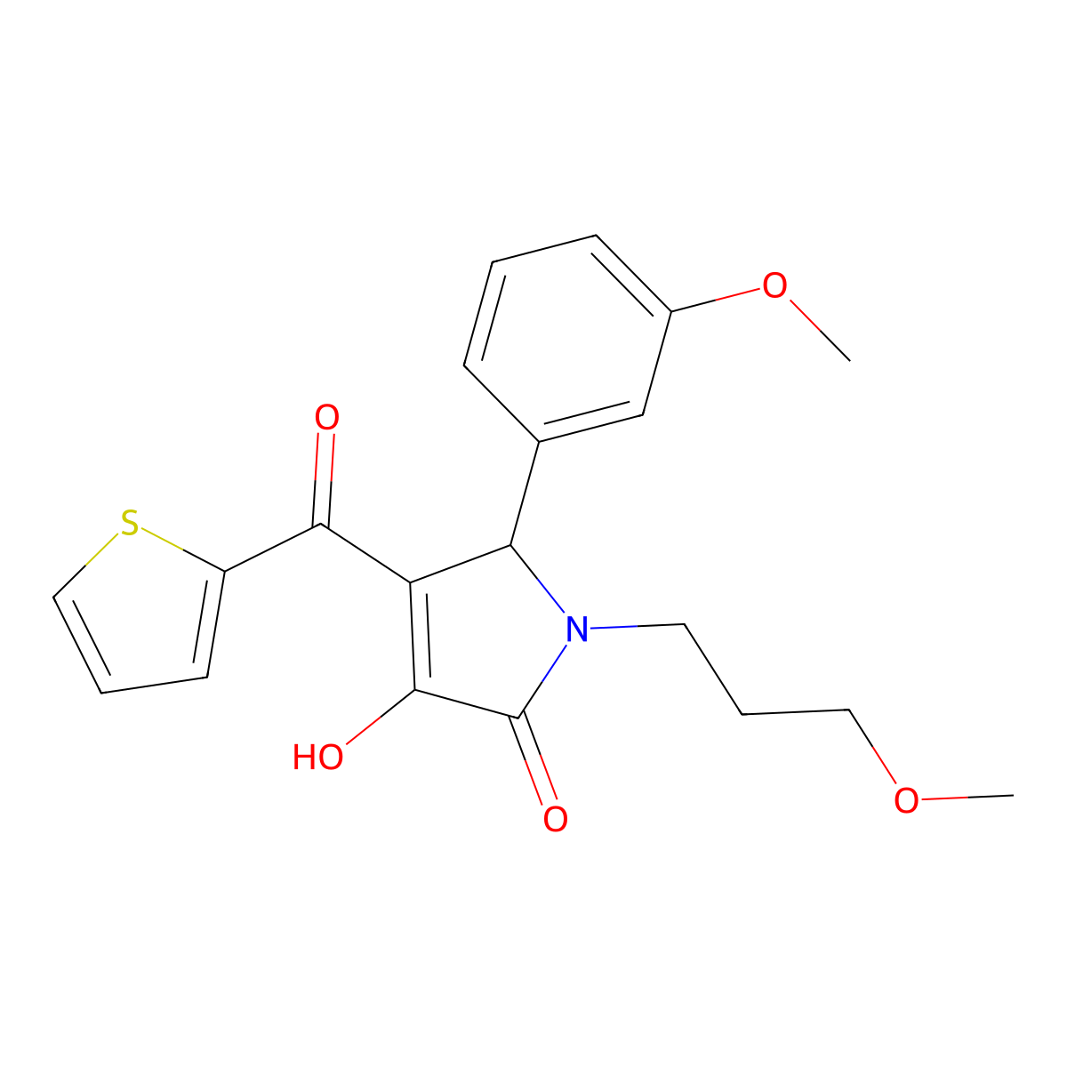 (4E)-4-[hydroxy(thiophen-2-yl)methylidene]-5-(3-methoxyphenyl)-1-(3-methoxypropyl)pyrrolidine-2,3-dione molecular structure, CAS 371930-07-3
