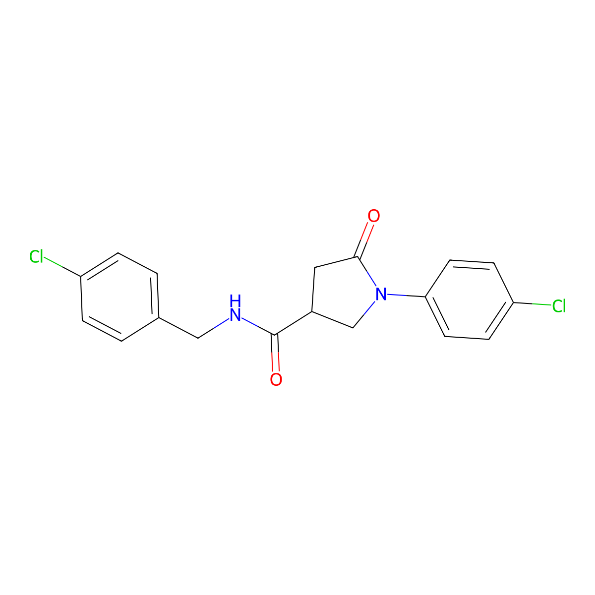 N-(4-chlorobenzyl)-1-(4-chlorophenyl)-5-oxopyrrolidine-3-carboxamide molecular structure, CAS 371930-32-4