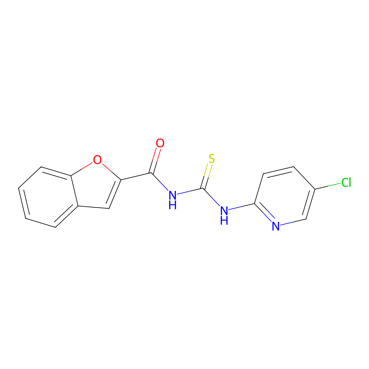 N-[(5-chloropyridin-2-yl)carbamothioyl]-1-benzofuran-2-carboxamide molecular structure, CAS 371930-59-5