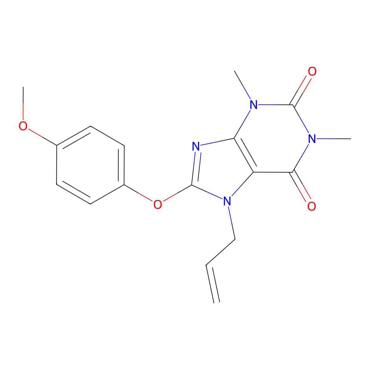 8-(4-Methoxyphenoxy)-1,3-dimethyl-7-prop-2-enylpurine-2,6-dione molecular structure, CAS 371931-20-3