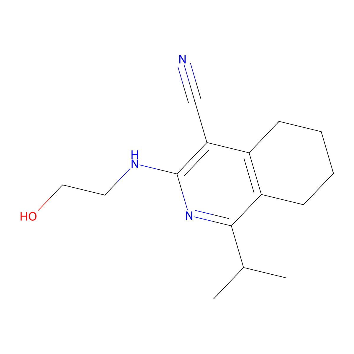 3-(2-Hydroxyethylamino)-1-propan-2-yl-5,6,7,8-tetrahydroisoquinoline-4-carbonitrile molecular structure, CAS 371931-23-6