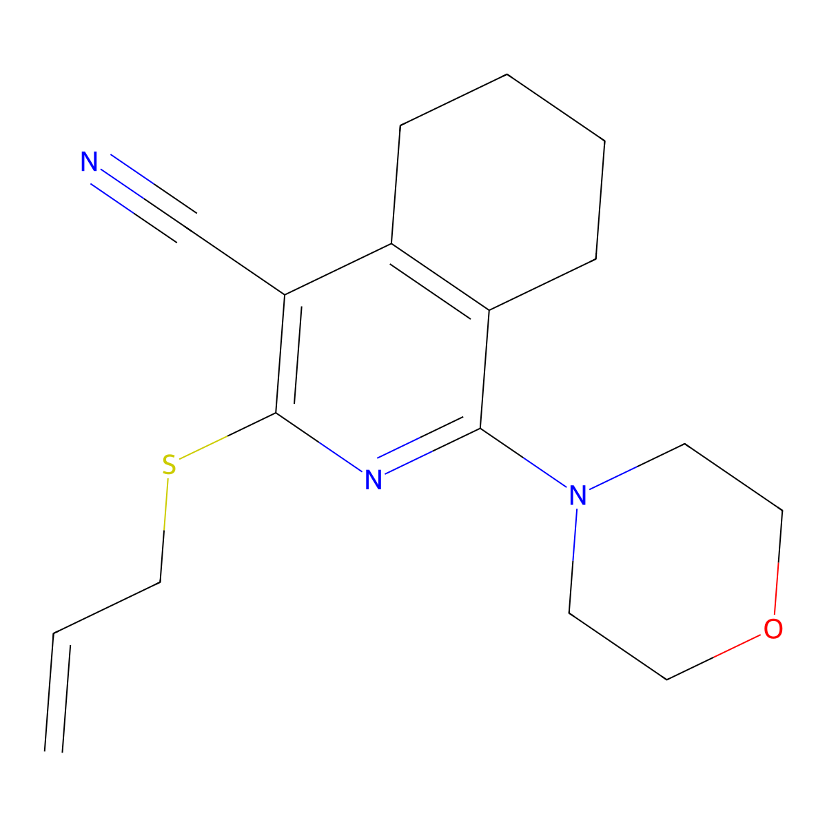 1-Morpholin-4-yl-3-prop-2-enylsulfanyl-5,6,7,8-tetrahydroisoquinoline-4-carbonitrile molecular structure, CAS 371931-36-1