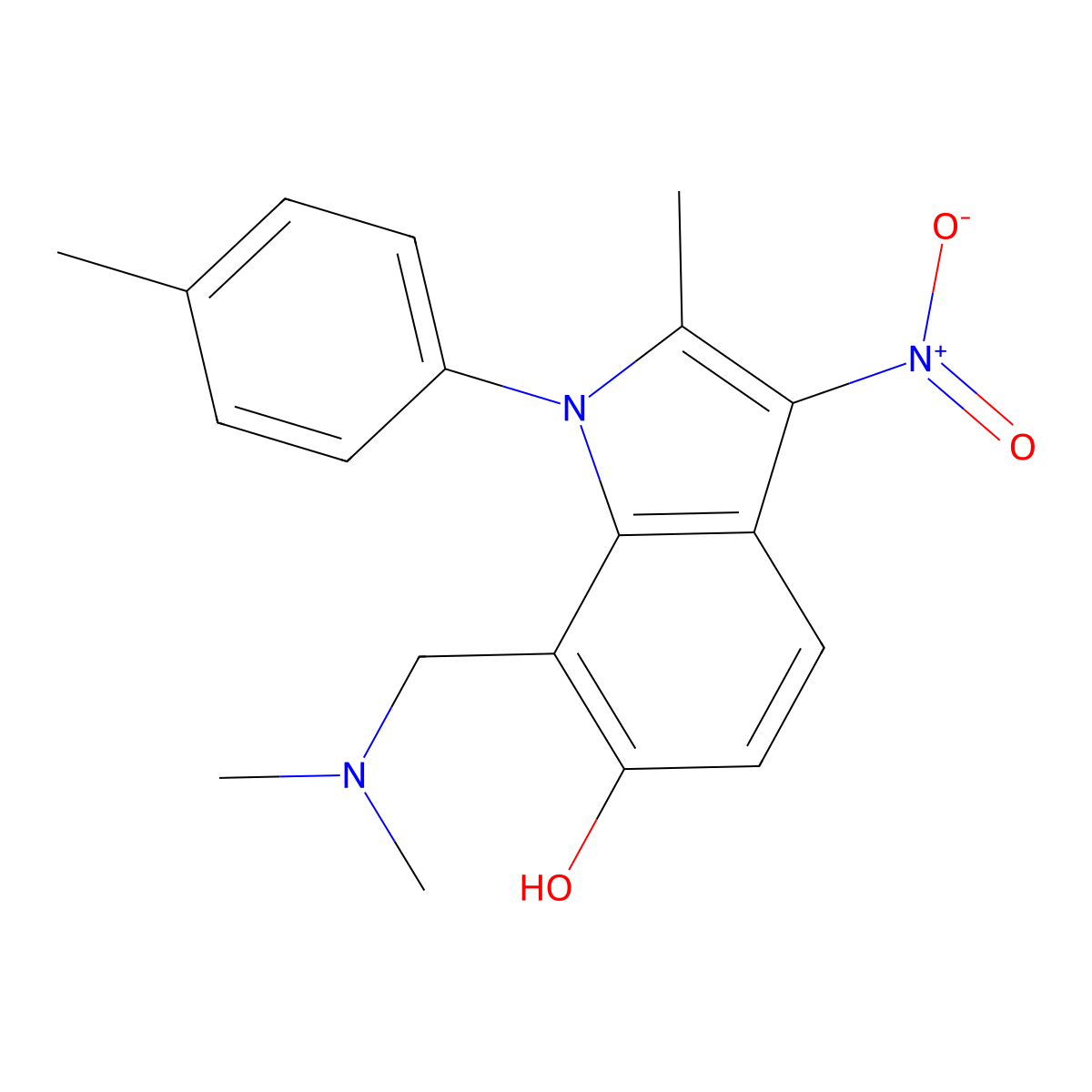 7-[(dimethylamino)methyl]-2-methyl-1-(4-methylphenyl)-3-nitro-1H-indol-6-ol molecular structure, CAS 371932-65-9