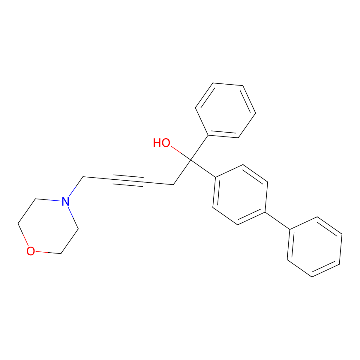 5-Morpholin-4-yl-1-phenyl-1-(4-phenylphenyl)pent-3-yn-1-ol molecular structure, CAS 371932-80-8