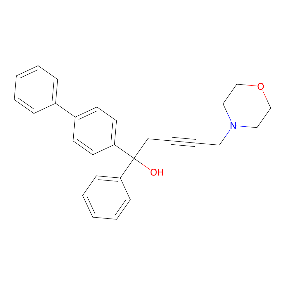 5-Morpholin-4-yl-1-phenyl-1-(4-phenylphenyl)pent-3-yn-1-ol molecular structure, CAS 371932-80-8