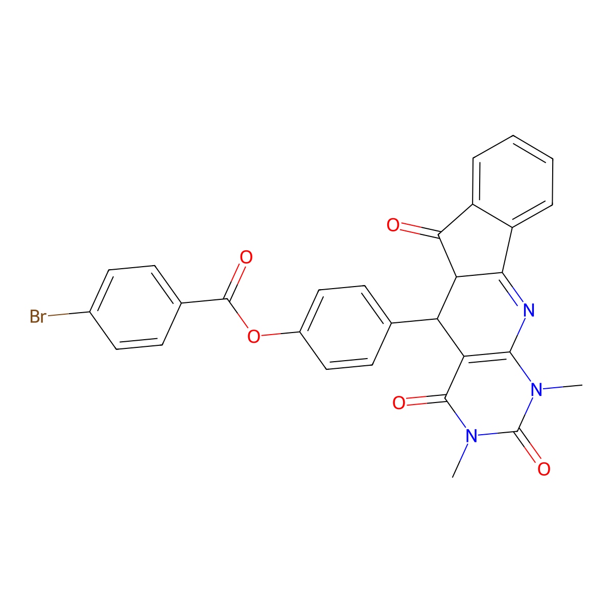 4-(1,3-dimethyl-2,4,6-trioxo-2,3,4,5,5a,6-hexahydro-1H-indeno[2',1':5,6]pyrido[2,3-d]pyrimidin-5-yl)phenyl 4-bromobenzoate molecular structure, CAS 371933-72-1