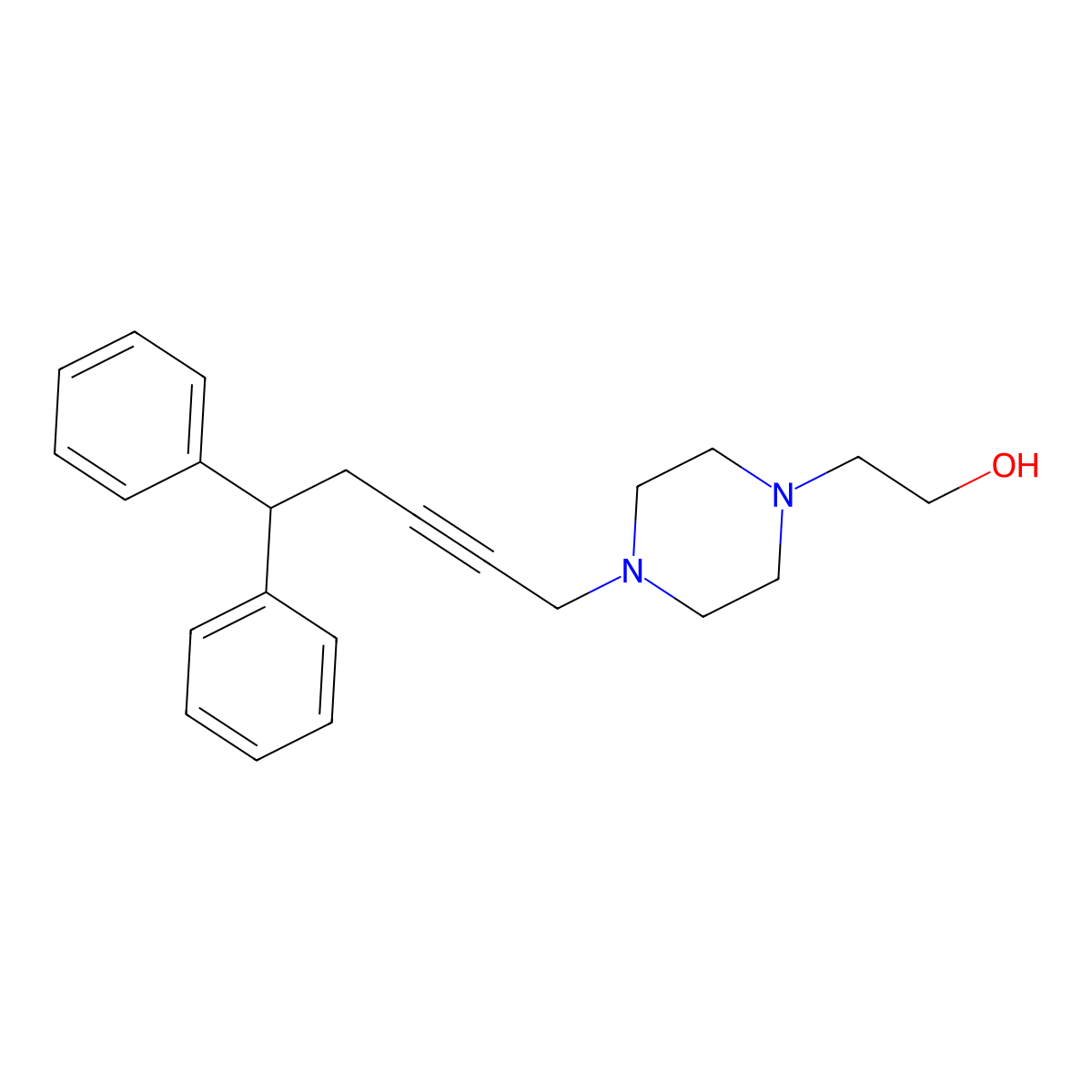 2-[4-(5,5-Diphenylpent-2-ynyl)piperazin-1-yl]ethanol molecular structure, CAS 371933-93-6