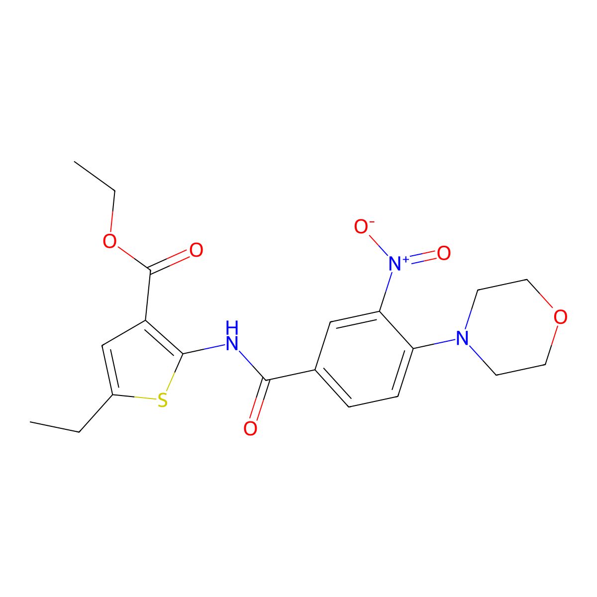 Ethyl 5-ethyl-2-[(4-morpholin-4-yl-3-nitrobenzoyl)amino]thiophene-3-carboxylate molecular structure, CAS 371934-09-7
