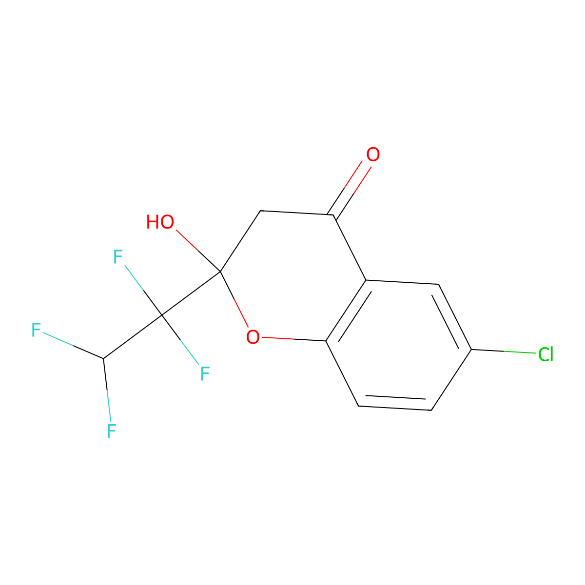 6-chloro-2-hydroxy-2-(1,1,2,2-tetrafluoroethyl)-3H-chromen-4-one molecular structure, CAS 371934-47-3