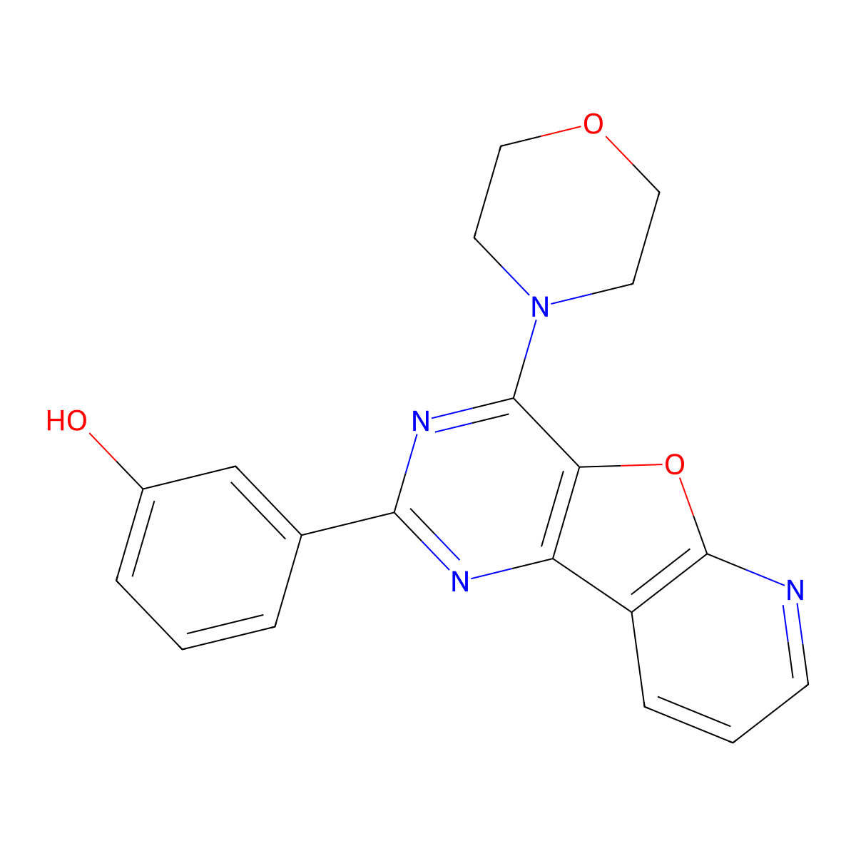 3-(4-(4-Morpholinyl)pyrido(3',2':4,5)furo(3,2-d)pyrimidin-2-yl)phenol molecular structure, CAS 371935-74-9