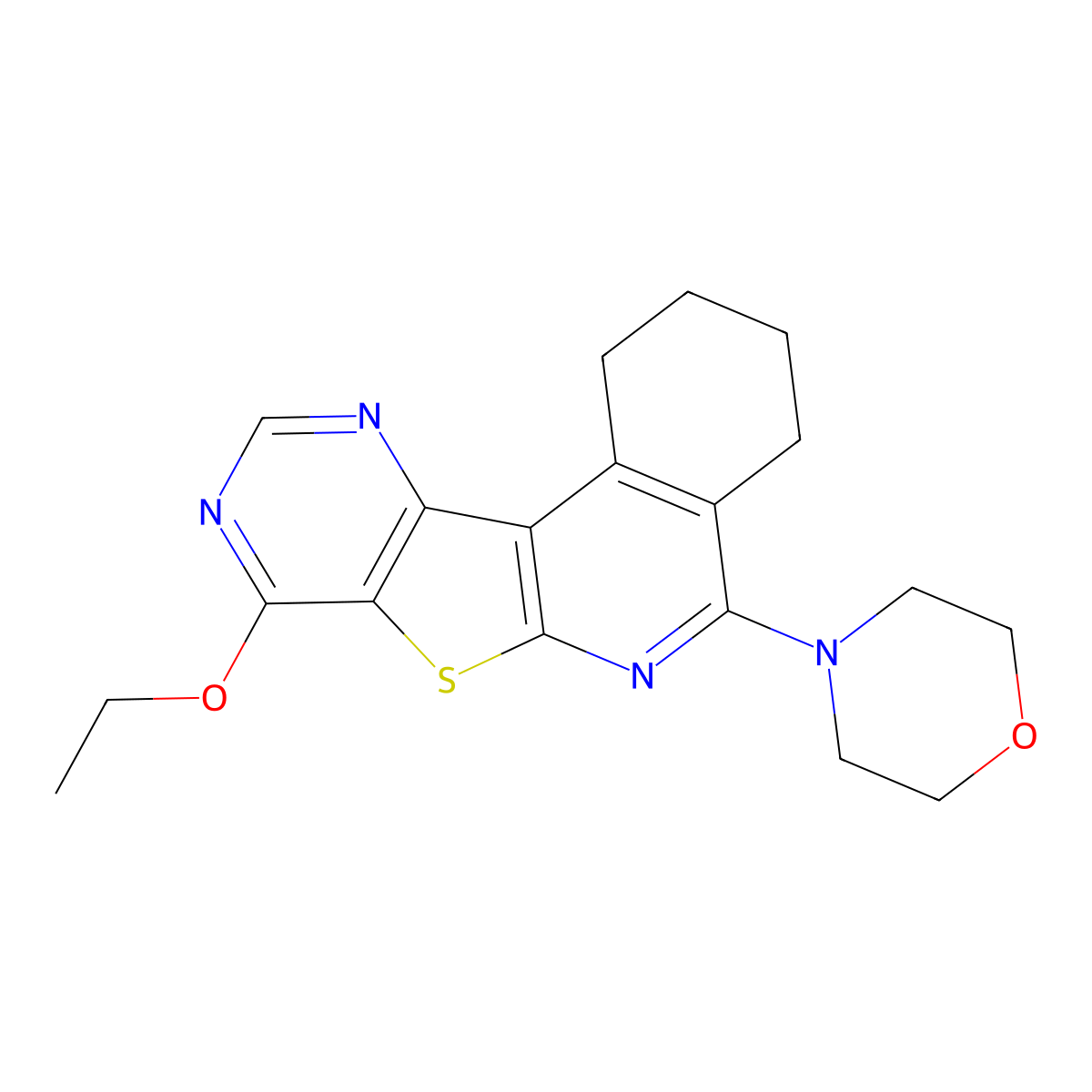 4-(8-Ethoxy-1,2,3,4-tetrahydropyrimido[4',5':4,5]thieno[2,3-c]isoquinolin-5-yl)morpholine molecular structure, CAS 371936-04-8