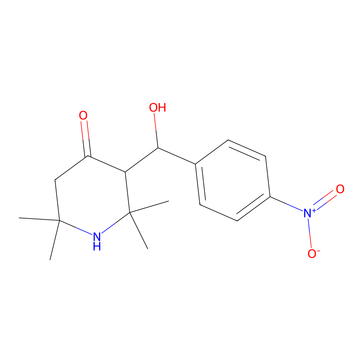 3-[Hydroxy-(4-nitrophenyl)methyl]-2,2,6,6-tetramethylpiperidin-4-one molecular structure, CAS 371937-83-6