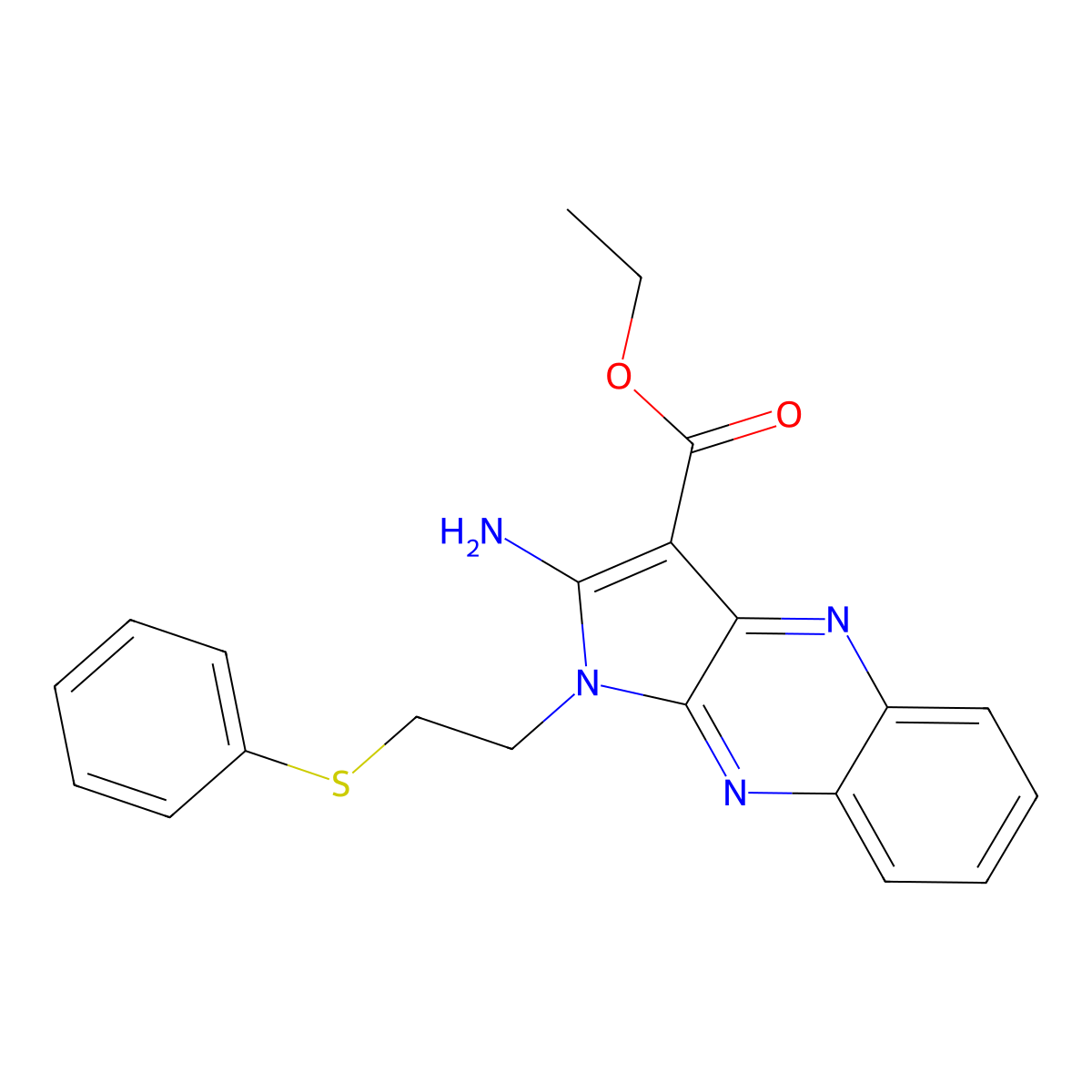 Ethyl 2-amino-1-(2-phenylsulfanylethyl)pyrrolo[3,2-b]quinoxaline-3-carboxylate molecular structure, CAS 371939-05-8