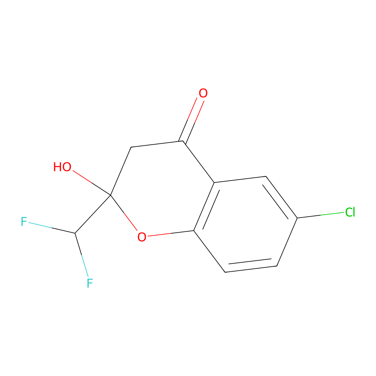 6-chloro-2-(difluoromethyl)-2-hydroxy-3H-chromen-4-one molecular structure, CAS 371939-09-2