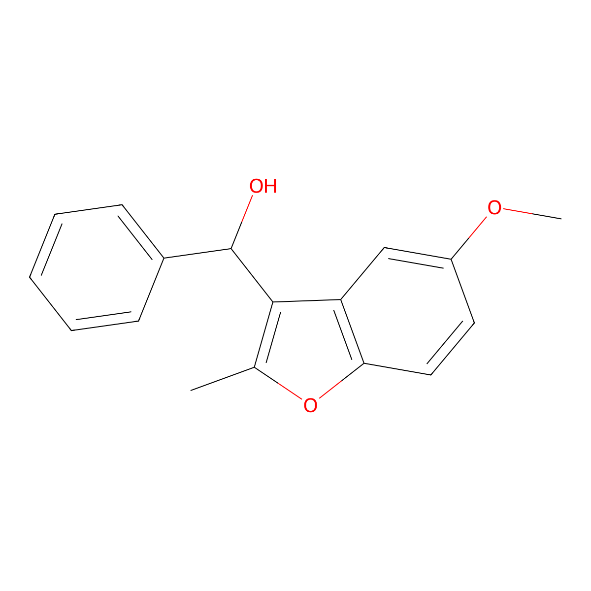 (5-Methoxy-2-methyl-1-benzofuran-3-yl)-phenylmethanol molecular structure, CAS 371939-75-2