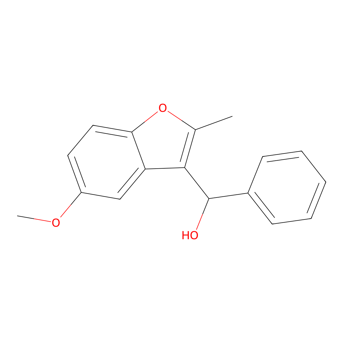 (5-Methoxy-2-methyl-1-benzofuran-3-yl)-phenylmethanol molecular structure, CAS 371939-75-2