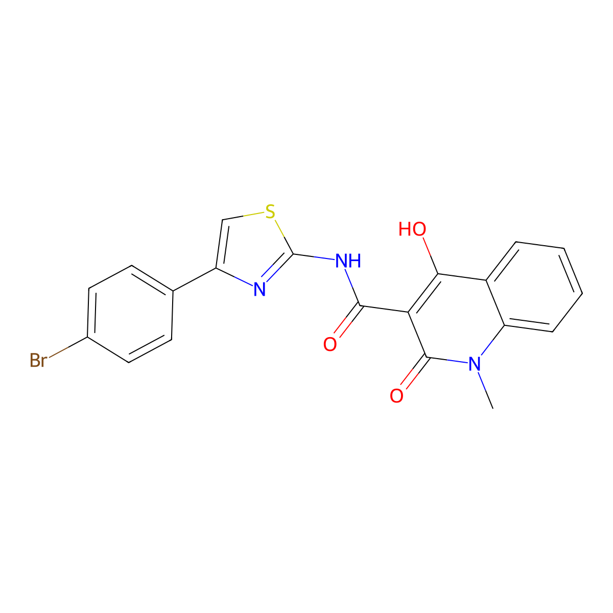 N-[4-(4-bromophenyl)-1,3-thiazol-2-yl]-4-hydroxy-1-methyl-2-oxo-1,2-dihydroquinoline-3-carboxamide molecular structure, CAS 371940-88-4