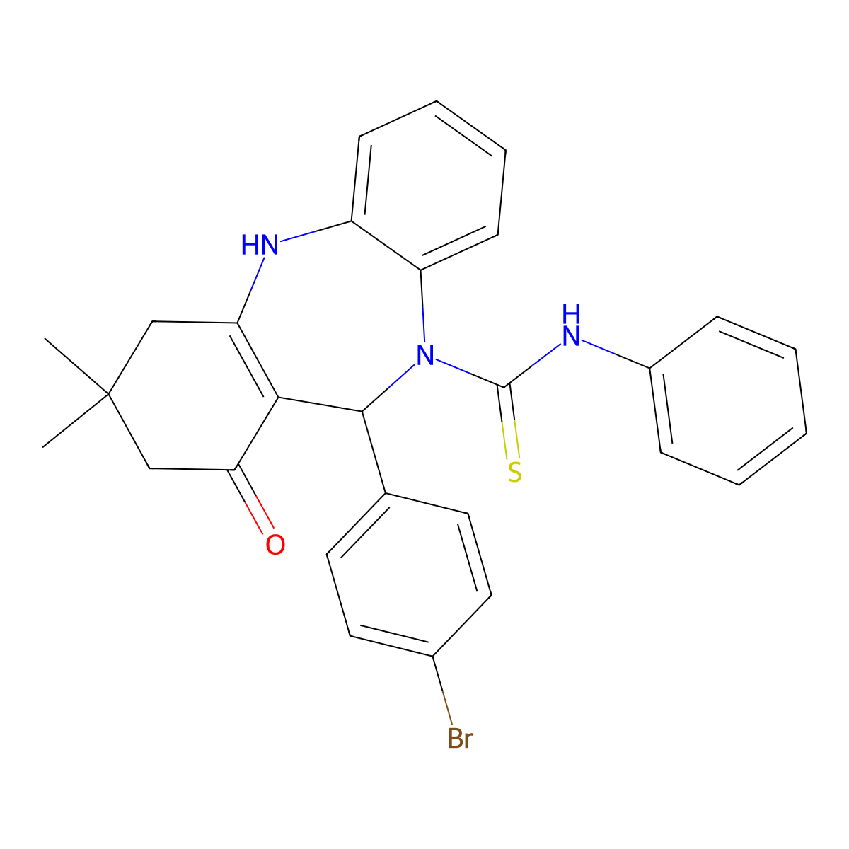 6-(4-bromophenyl)-9,9-dimethyl-7-oxo-N-phenyl-6,8,10,11-tetrahydrobenzo[b][1,4]benzodiazepine-5-carbothioamide molecular structure, CAS 371941-38-7