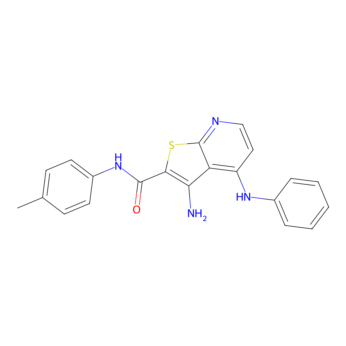 3-amino-4-anilino-N-(4-methylphenyl)thieno[2,3-b]pyridine-2-carboxamide molecular structure, CAS 371941-82-1