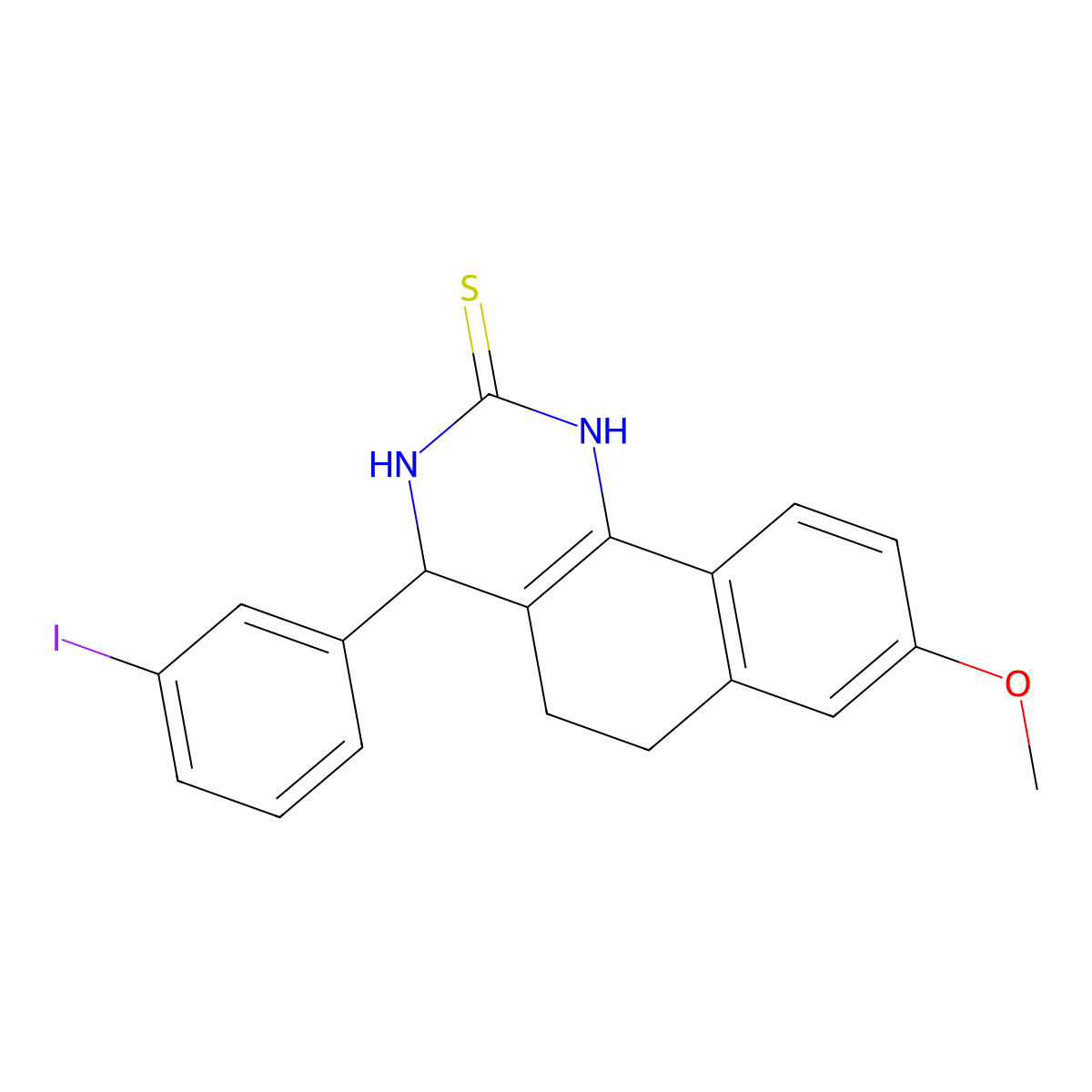 4-(3-iodophenyl)-8-methoxy-3,4,5,6-tetrahydro-1H-benzo[h]quinazoline-2-thione molecular structure, CAS 371942-86-8
