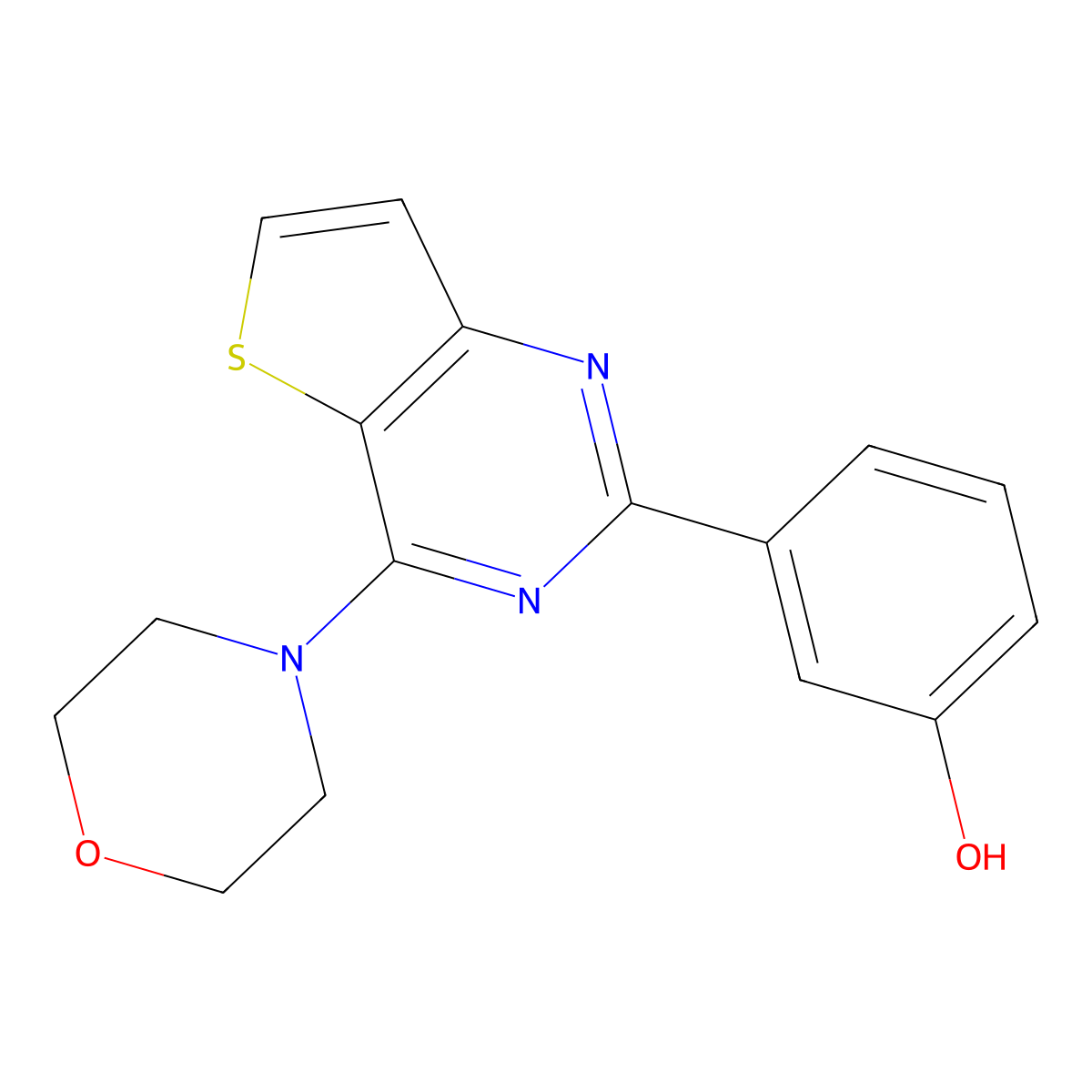 3-(4-Morpholin-4-ylthieno[3,2-d]pyrimidin-2-yl)phenol molecular structure, CAS 371943-05-4