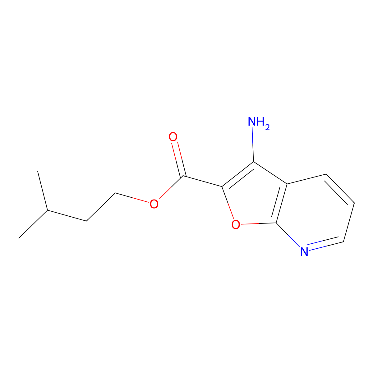 Isopentyl 3-aminofuro[2,3-b]pyridine-2-carboxylate molecular structure, CAS 371943-09-8