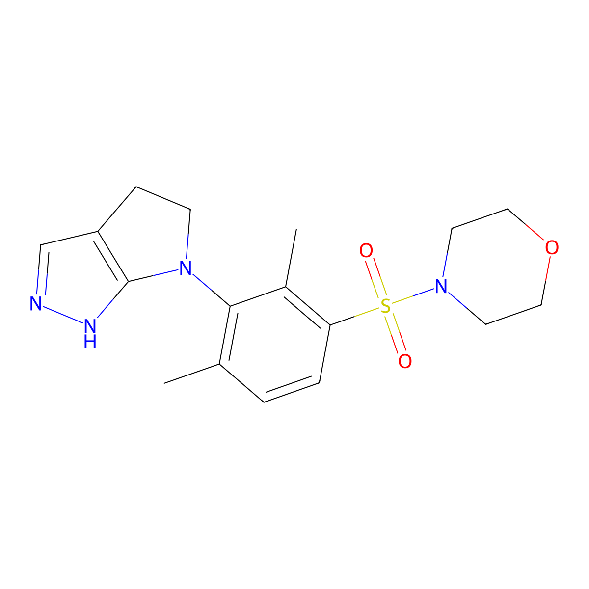 4-[3-(4,5-dihydro-1H-pyrrolo[2,3-c]pyrazol-6-yl)-2,4-dimethylphenyl]sulfonylmorpholine molecular structure, CAS 371943-17-8