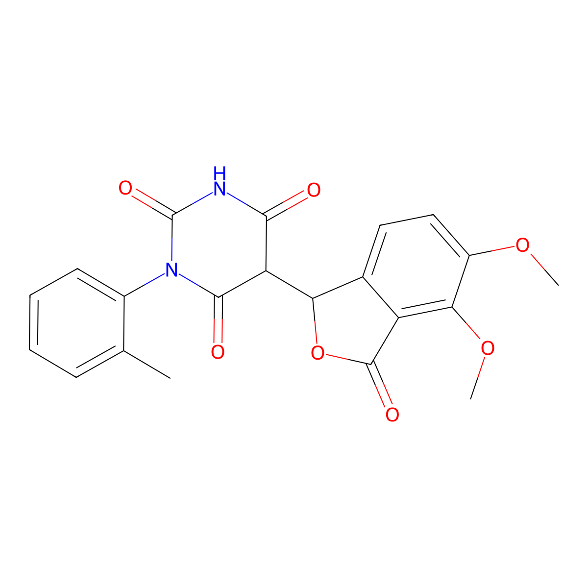5-(4,5-dimethoxy-3-oxo-1H-2-benzofuran-1-yl)-1-(2-methylphenyl)-1,3-diazinane-2,4,6-trione molecular structure, CAS 371943-43-0