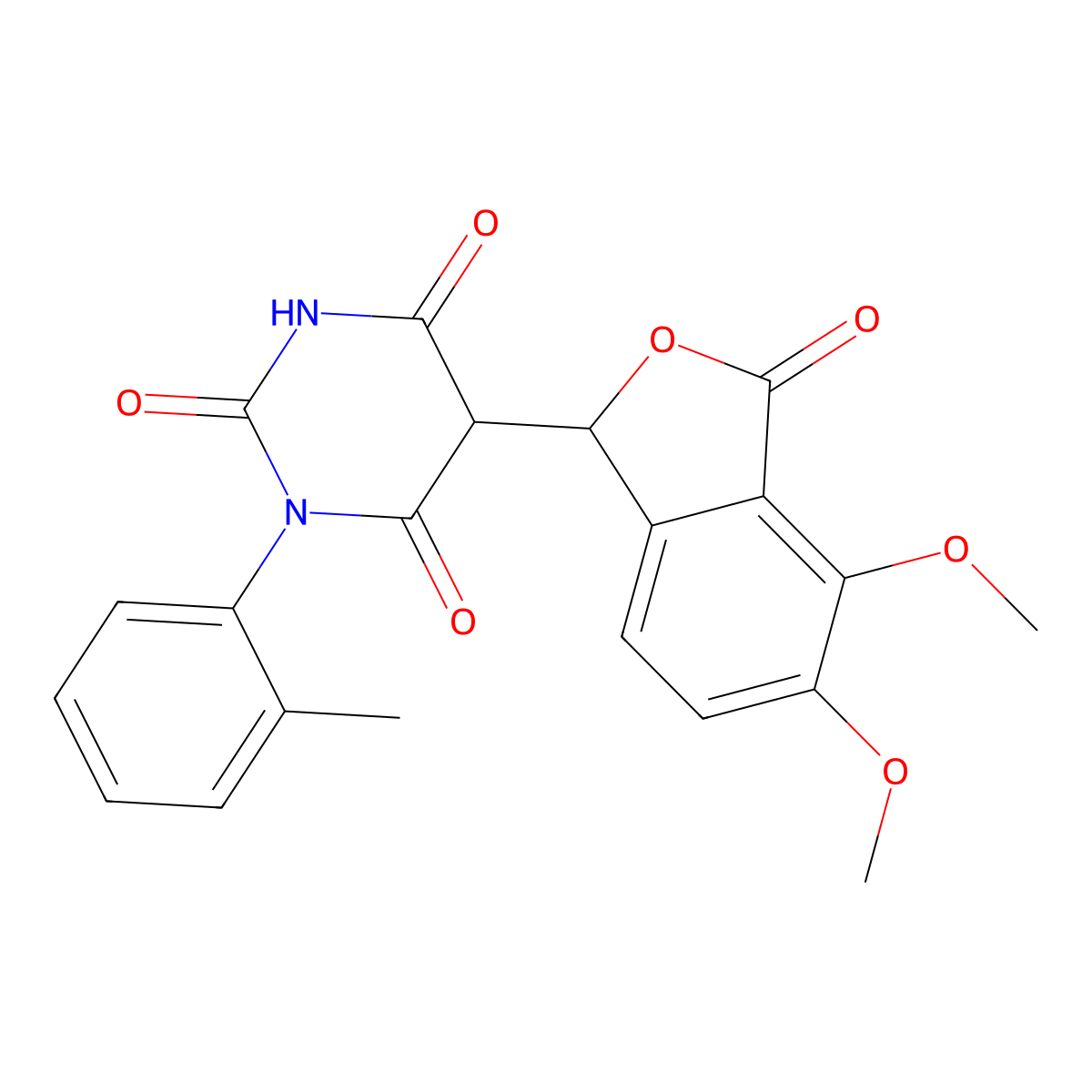 5-(4,5-dimethoxy-3-oxo-1H-2-benzofuran-1-yl)-1-(2-methylphenyl)-1,3-diazinane-2,4,6-trione molecular structure, CAS 371943-43-0