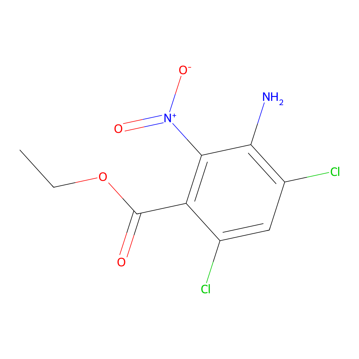 Ethyl 3-amino-4,6-dichloro-2-nitrobenzoate molecular structure, CAS 371943-77-0
