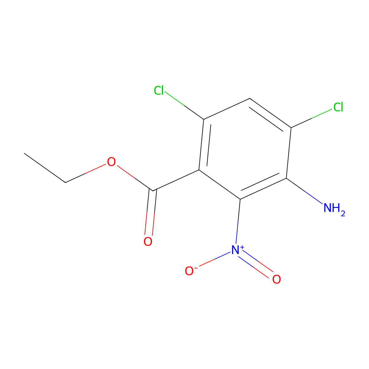 Ethyl 3-amino-4,6-dichloro-2-nitrobenzoate molecular structure, CAS 371943-77-0