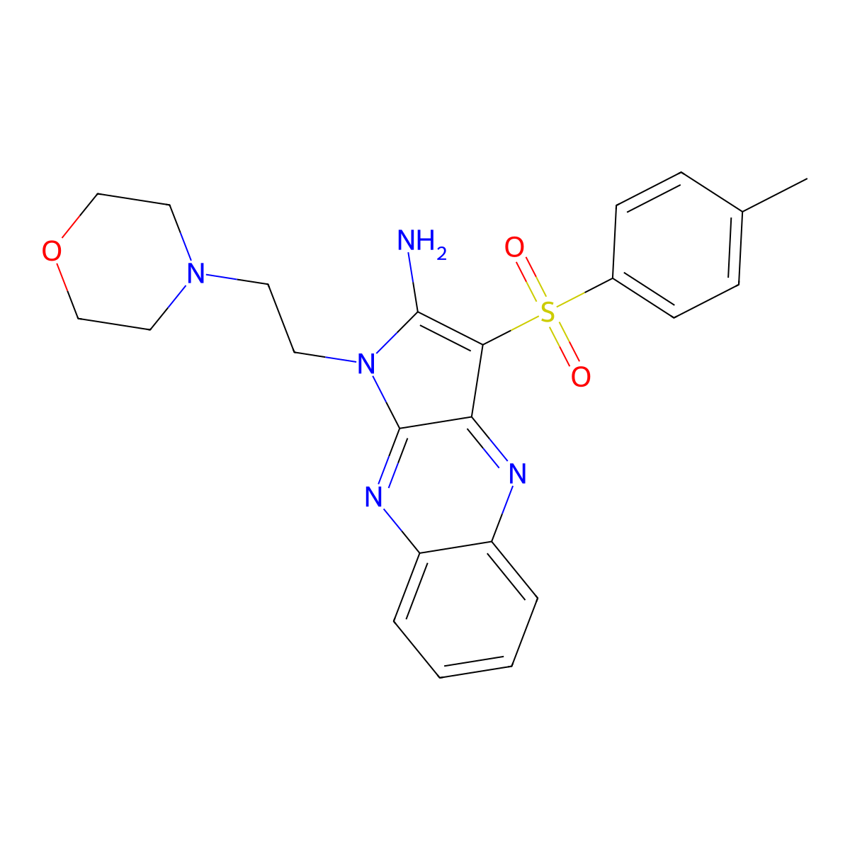 3-(4-Methylphenyl)sulfonyl-1-(2-morpholin-4-ylethyl)pyrrolo[3,2-b]quinoxalin-2-amine molecular structure, CAS 371944-30-8