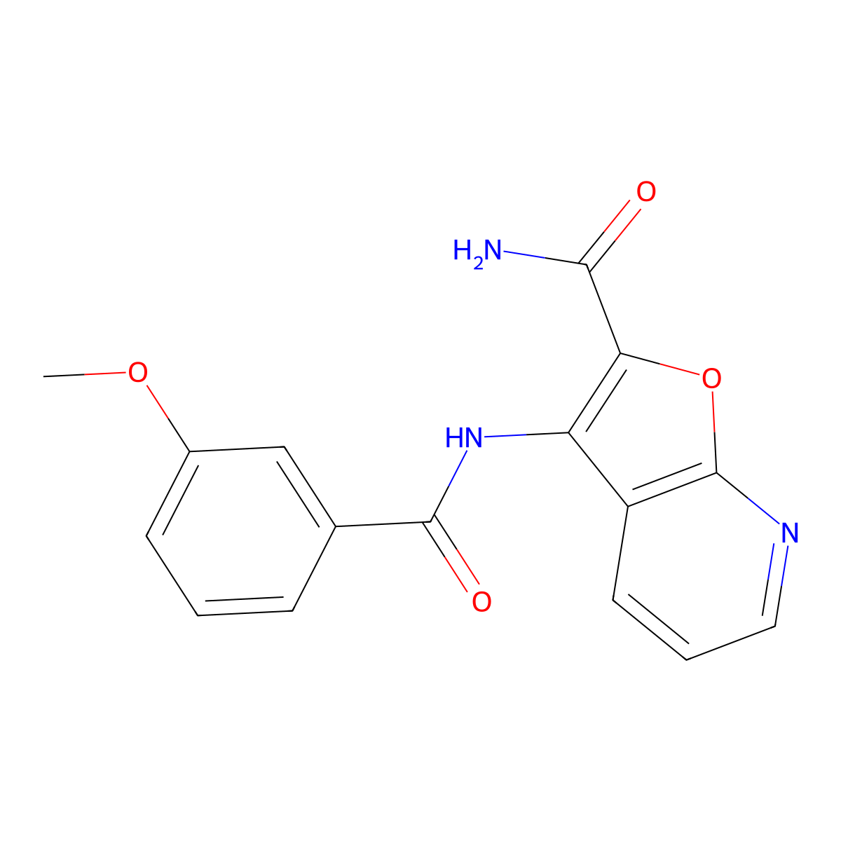 3-(3-Methoxybenzamido)furo[2,3-b]pyridine-2-carboxamide molecular structure, CAS 371944-46-6
