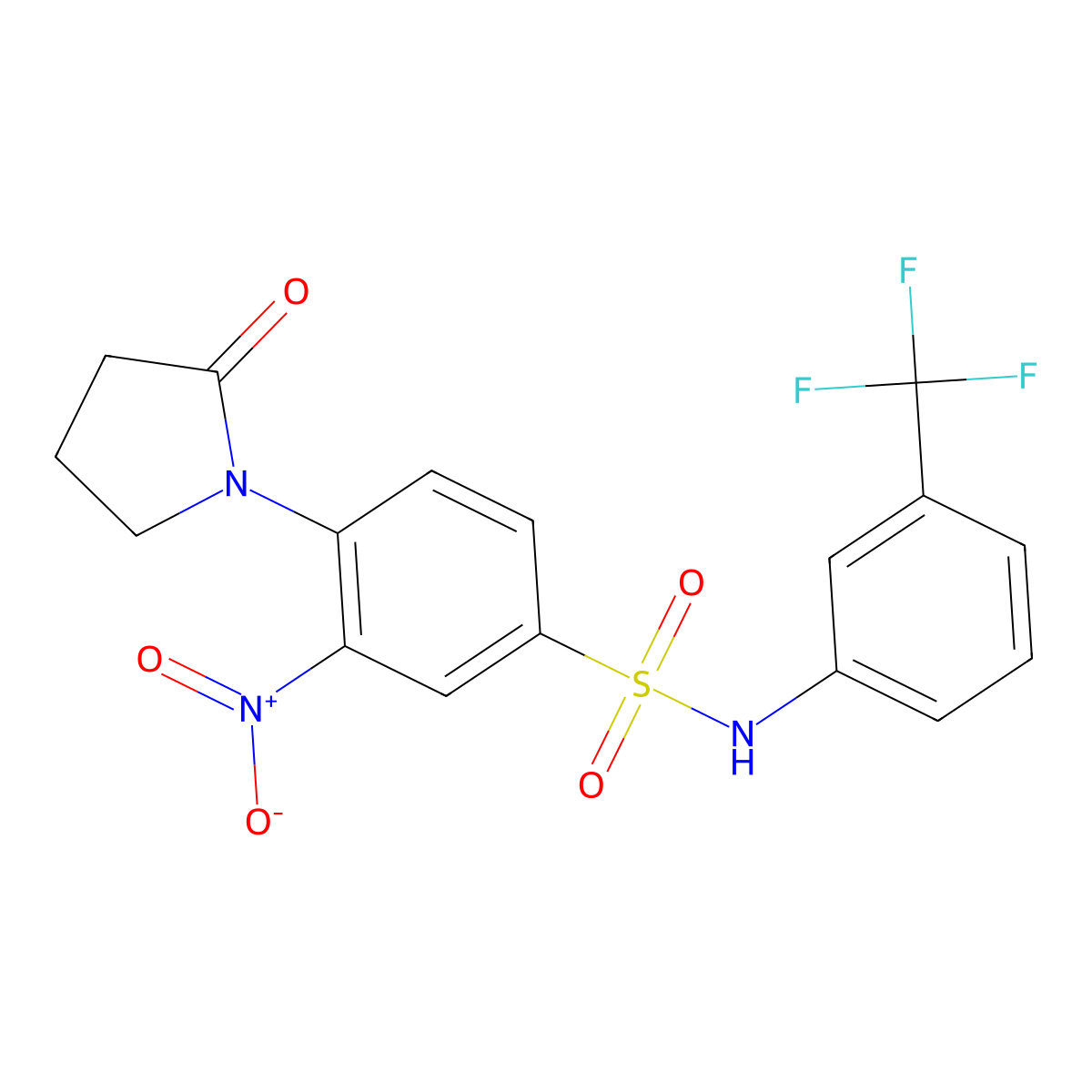 3-nitro-4-(2-oxopyrrolidin-1-yl)-N-[3-(trifluoromethyl)phenyl]benzenesulfonamide molecular structure, CAS 371946-34-8