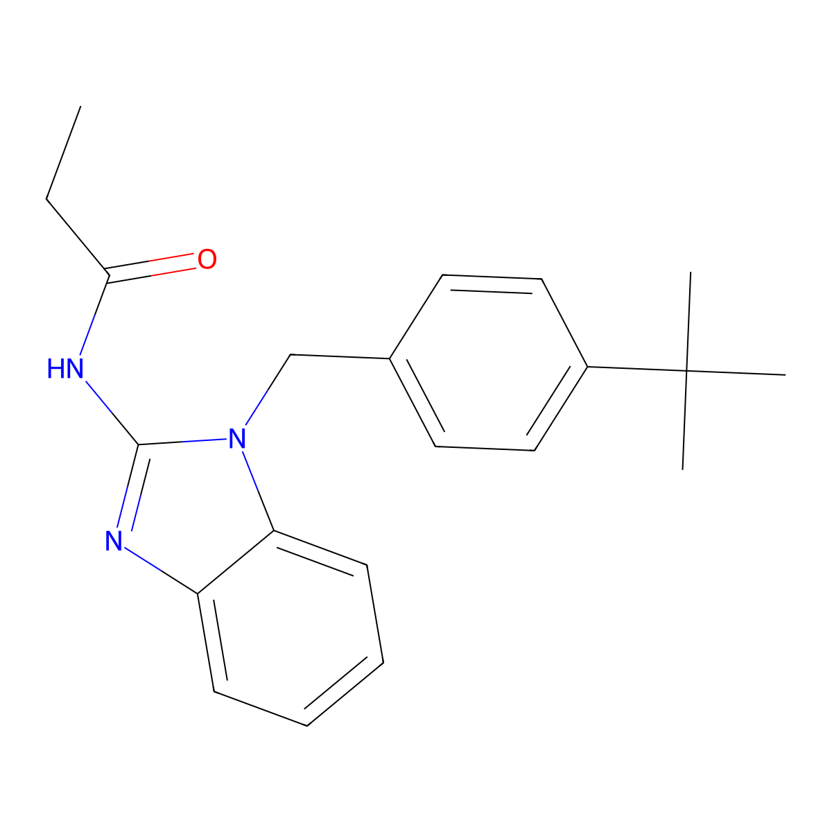 N-[1-[(4-tert-butylphenyl)methyl]benzimidazol-2-yl]propanamide molecular structure, CAS 371947-11-4