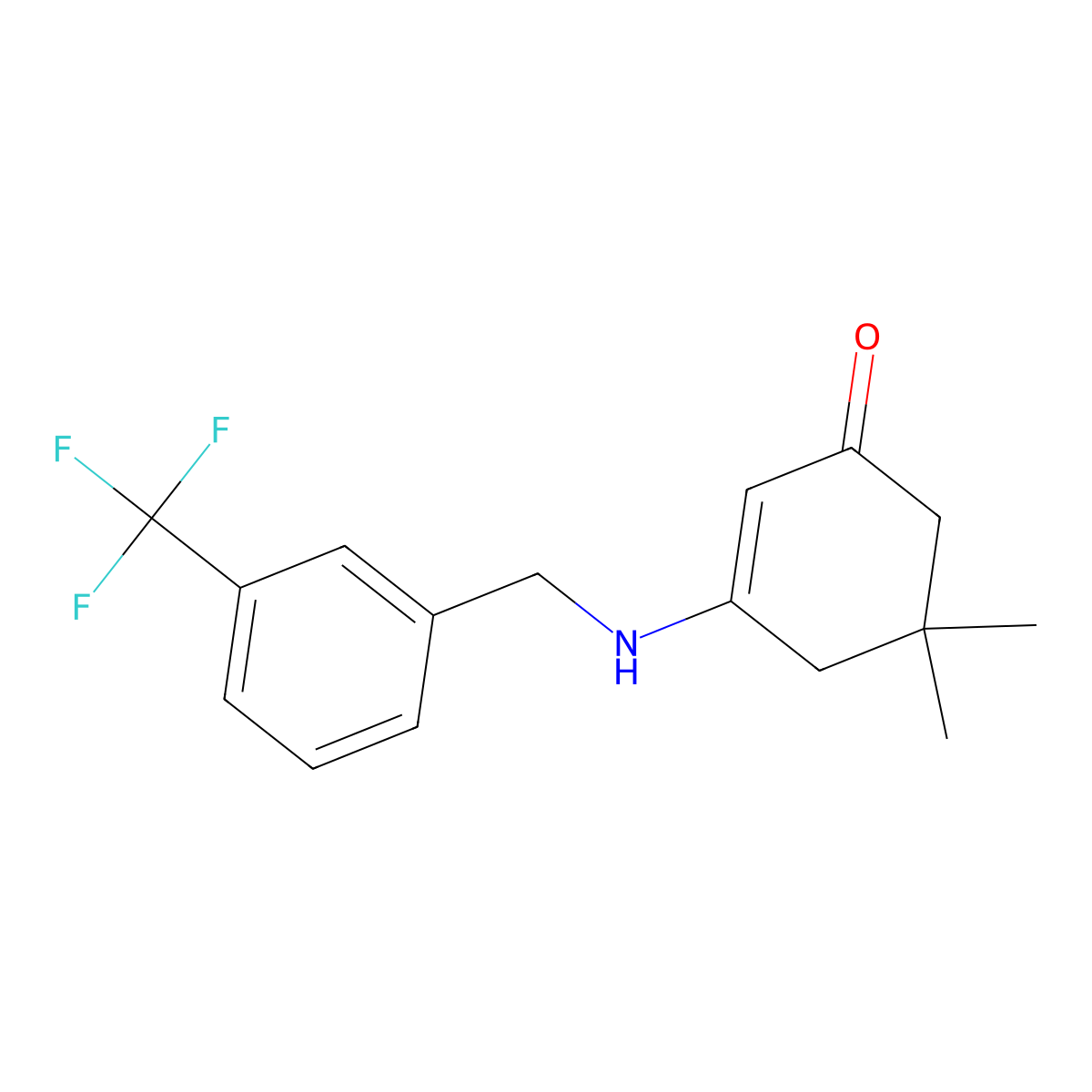 2-Cyclohexenone, 3-(3-trifluoromethylbenzylamino)-5,5-dimethyl- molecular structure, CAS 371947-26-1
