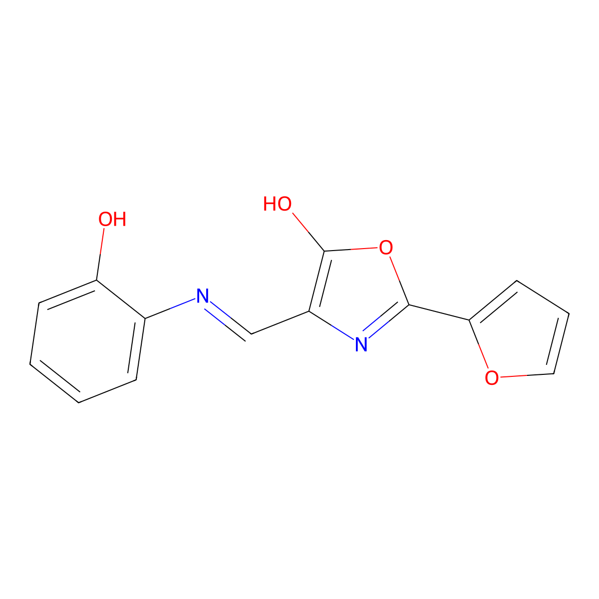 (E)-2-(furan-2-yl)-4-(((2-hydroxyphenyl)imino)methyl)oxazol-5-ol molecular structure, CAS 371947-30-7