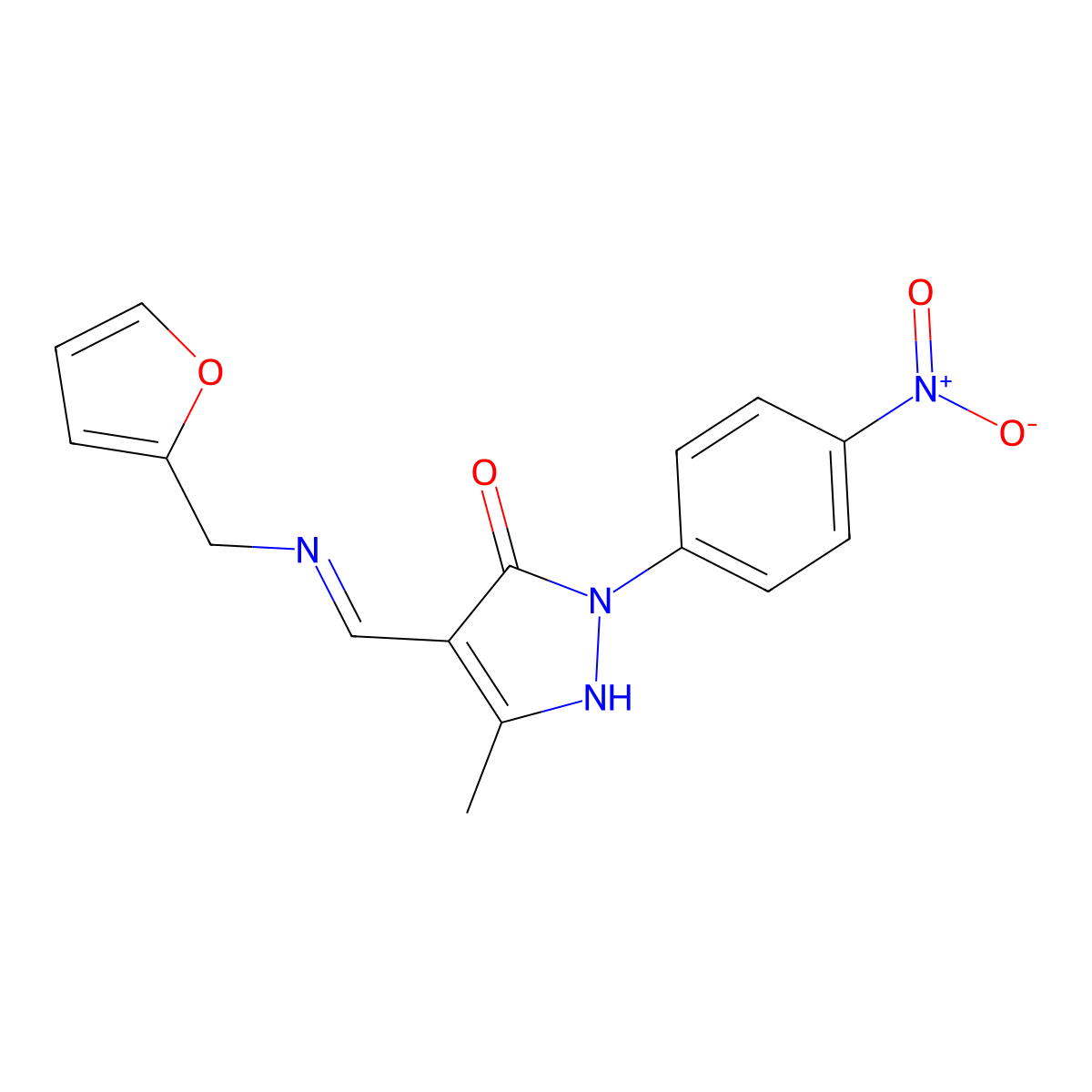 (4Z)-4-[(furan-2-ylmethylamino)methylidene]-5-methyl-2-(4-nitrophenyl)pyrazol-3-one molecular structure, CAS 371947-32-9