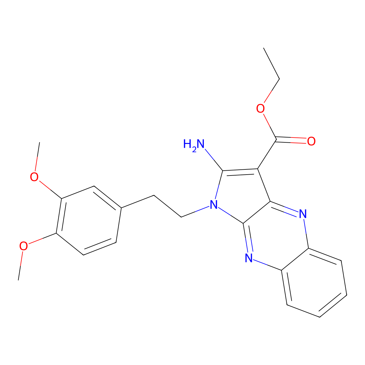 ethyl 2-amino-1-[2-(3,4-dimethoxyphenyl)ethyl]-1H-pyrrolo[2,3-b]quinoxaline-3-carboxylate molecular structure, CAS 371947-46-5