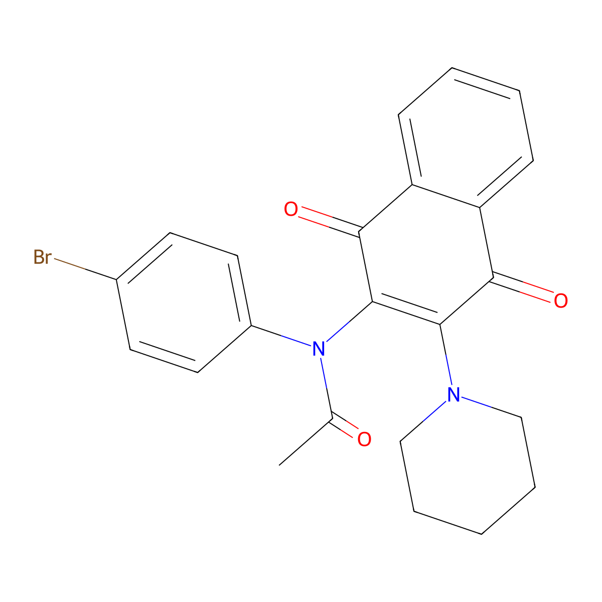 N-(4-bromophenyl)-N-(1,4-dioxo-3-piperidin-1-ylnaphthalen-2-yl)acetamide molecular structure, CAS 371947-49-8